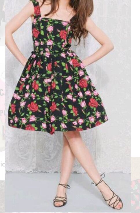 Betsey Johnson Dresses & Skirts - Betsey Johnson pink & red roses pinup girl fit & flare dress